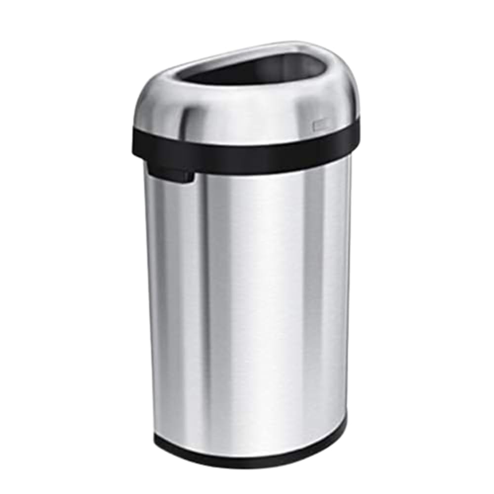 simplehuman Semi-Round Open Trash Can – 60 liters – Brushed – Trash Cans