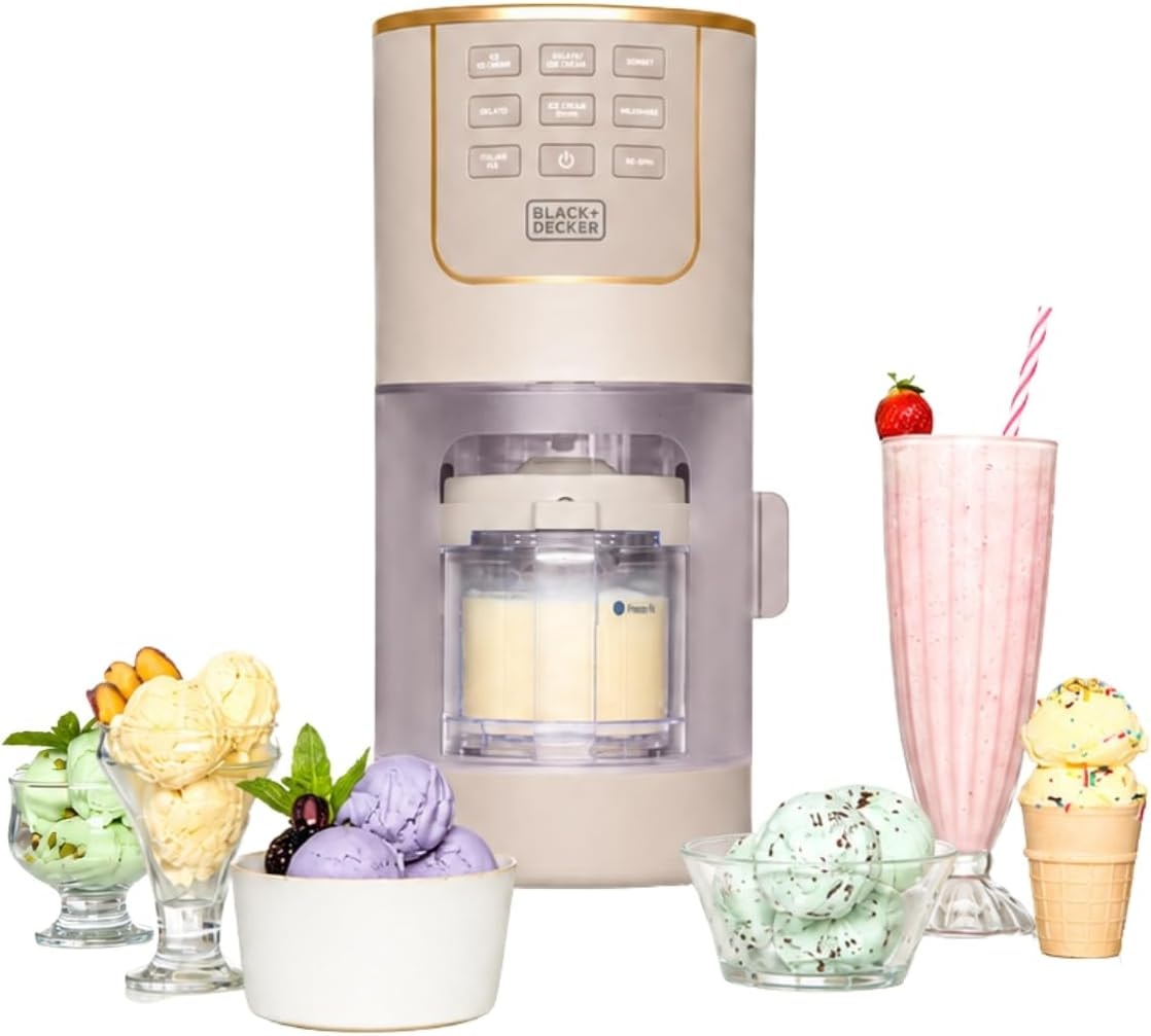 BLACK+DECKER Perfect Pint Ice Cream Maker – 1 pints – Stone – Ice Cream Machines