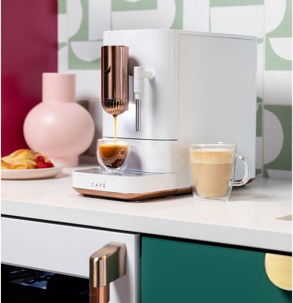 Cafe Affetto Automatic Espresso Machine + Frother – 1.2 liters – Matte White – Super-Automatic Espresso Machines