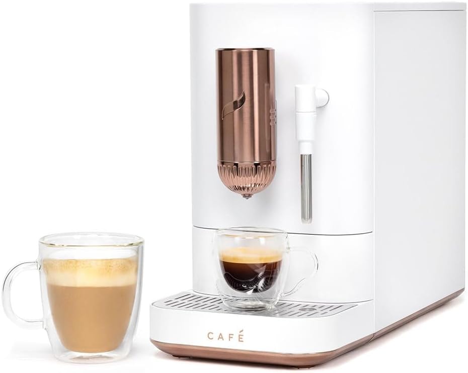 Cafe Affetto Automatic Espresso Machine + Frother – 1.2 liters – Matte White – Super-Automatic Espresso Machines