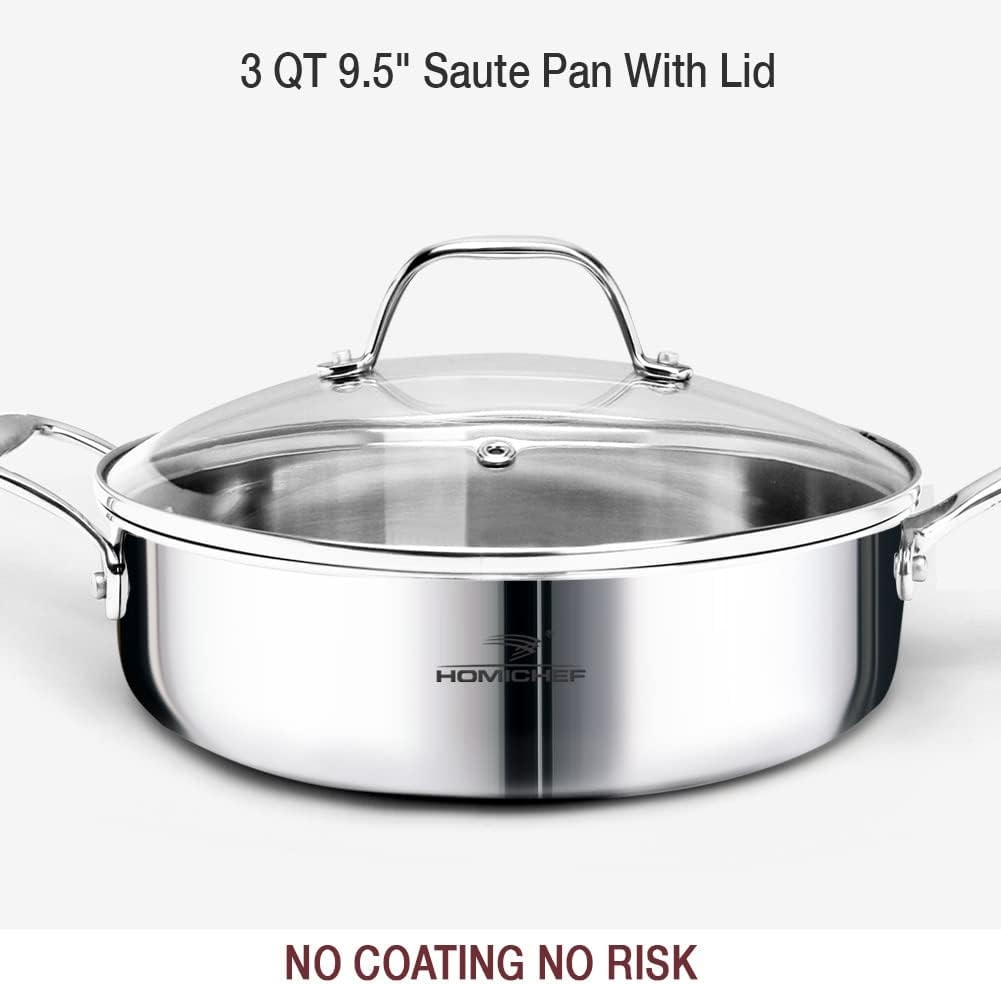 UUDULY 14-Piece Mirror Polished Stainless Steel Cookware Set – Mirror Polished Stainless Steel - 6 Years Warrantv – Cookware Sets