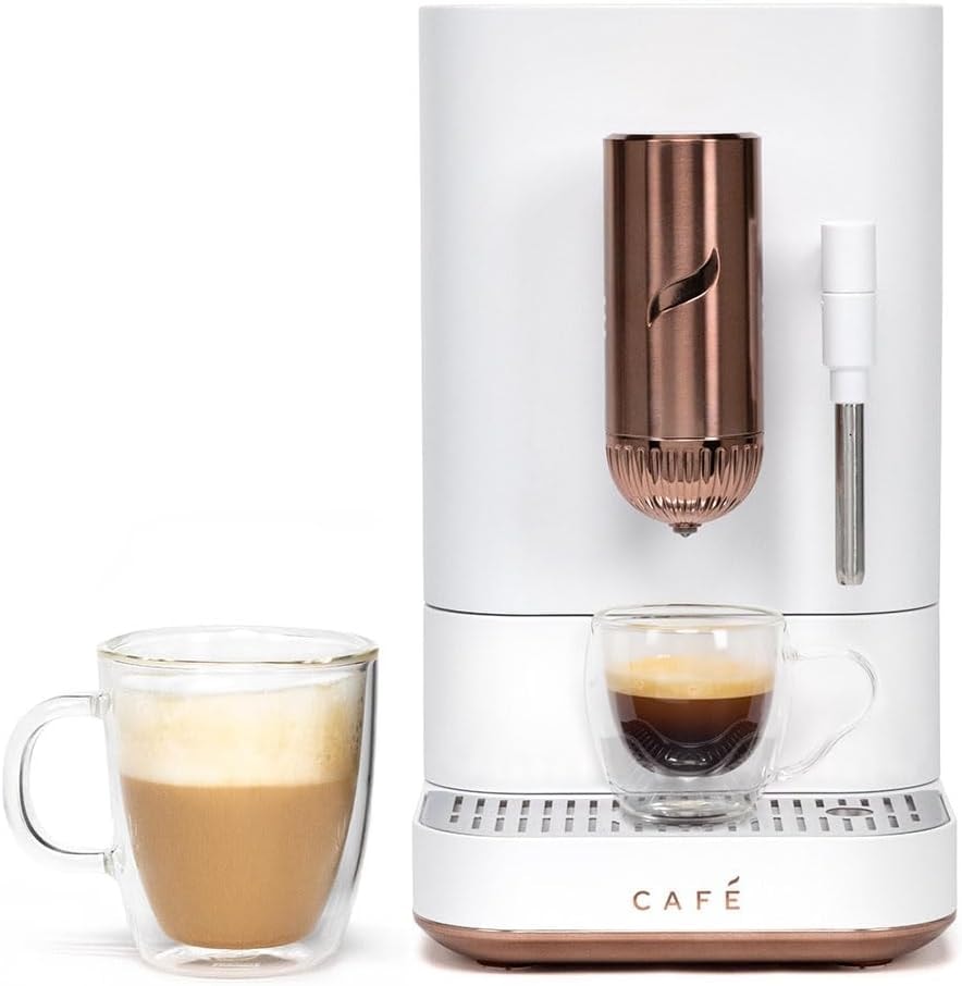 Cafe Affetto Automatic Espresso Machine + Frother – 1.2 liters – Matte White – Super-Automatic Espresso Machines