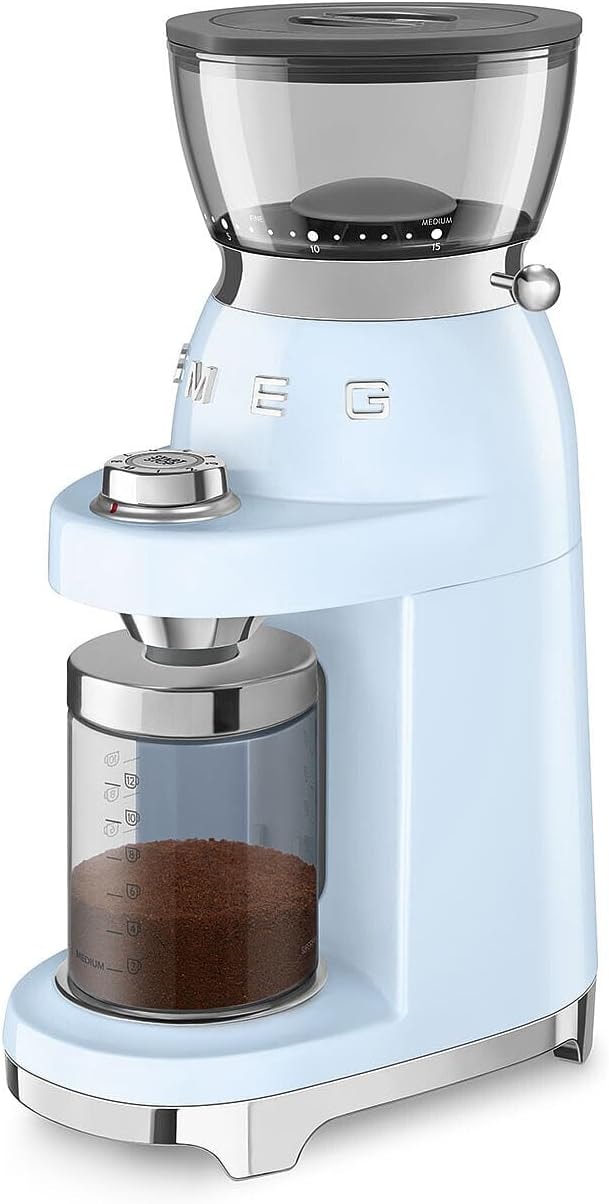 Smeg Multipurpose Conical Burr Coffee Grinder – Pastel Blue – Electric Burr Grinders