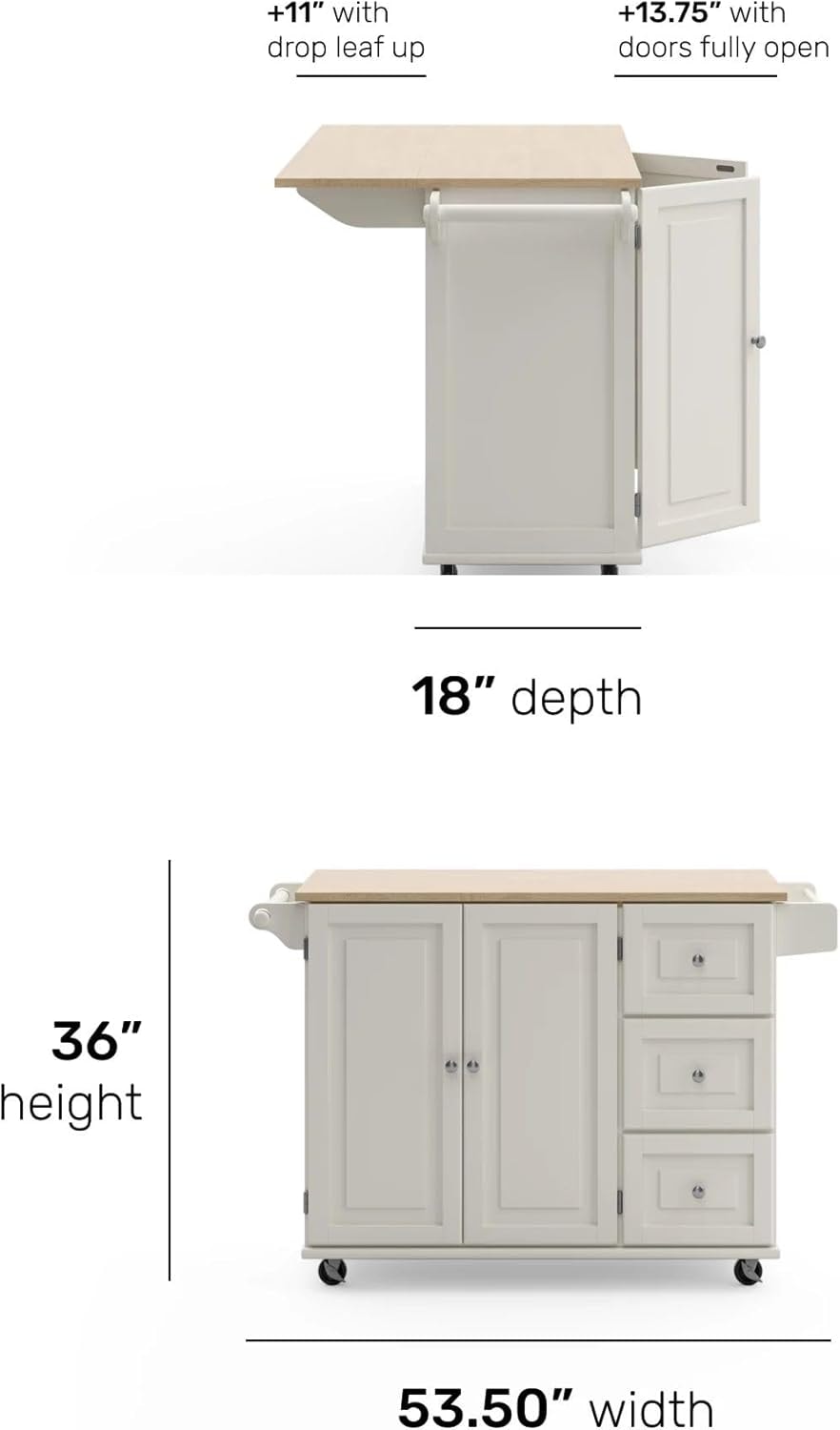 Homestyles Dolly Madison Kitchen Cart – unspecified – Soft White – Mobile Storage Islands