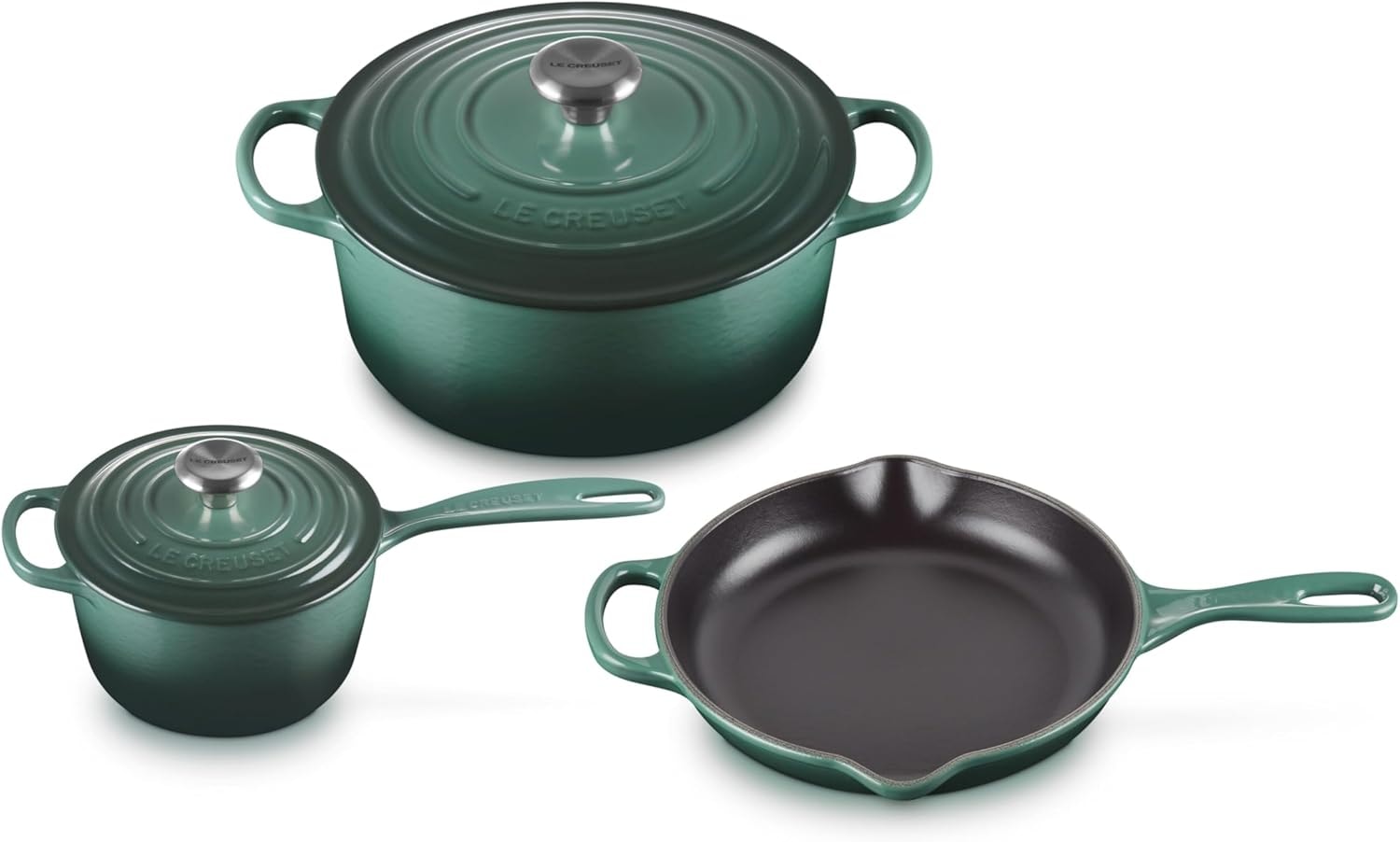 La Cuisine PRO 5-Piece Enameled Cast Iron Cookware Set – Artichaut – Skillets