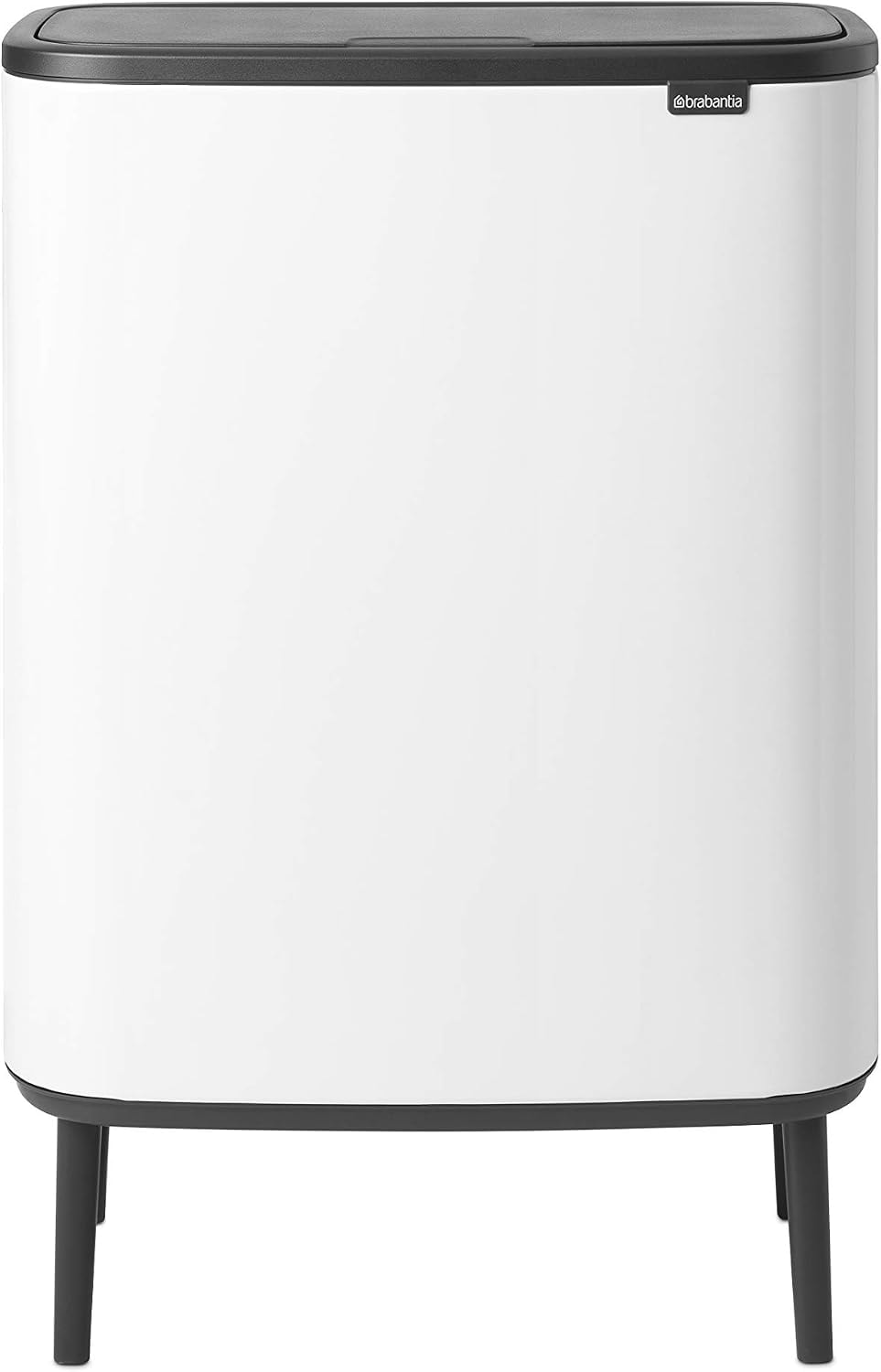 Brabantia Bo Touch Top Hi Dual Compartment Recycling Trash Can – 16 gallons – White – Kitchen Trash Cans