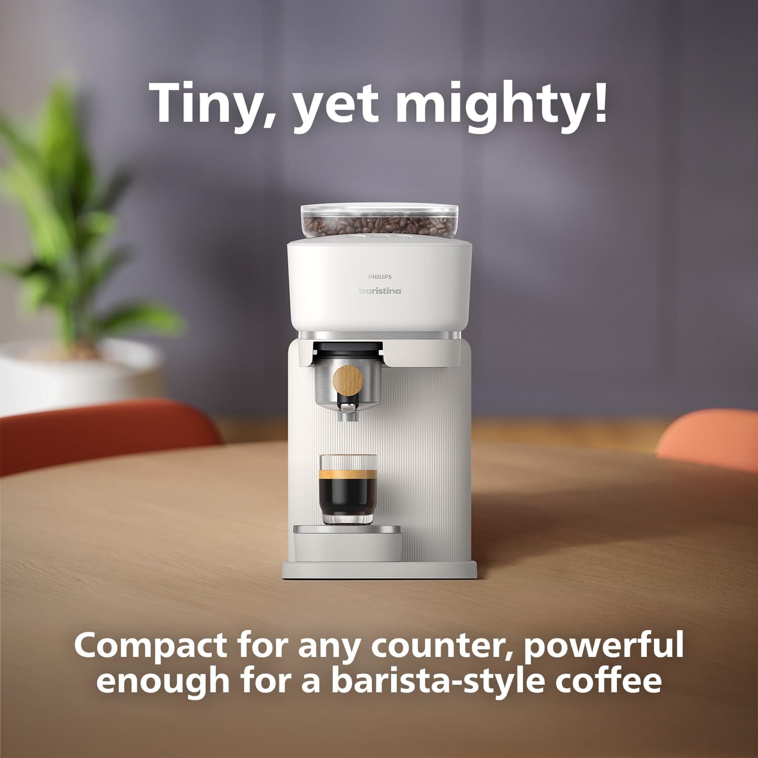 Philips Baristina Espresso Machine – 1.2 liters – White w/Wood Handle – Coffee Machines