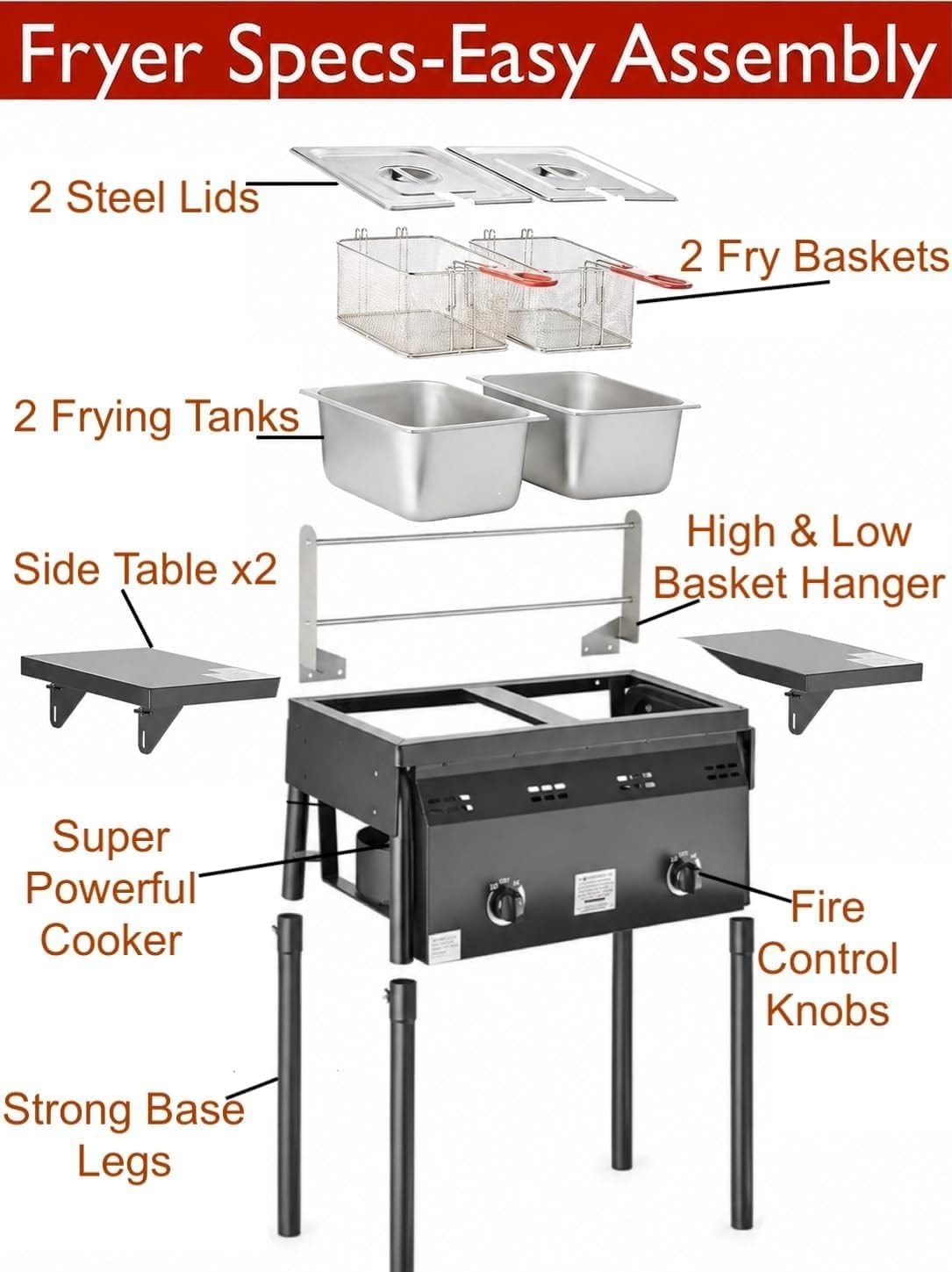 Bioexcel Two-Tank Deep Fryer – Stainless Steel – Fryers