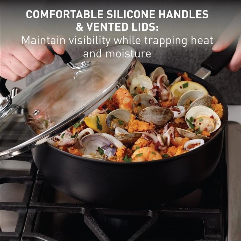 T-fal Ultimate Hard Anodized Nonstick Cookware Set 17 Piece – Onyx – Cookware Sets