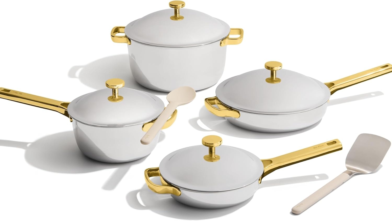 Our Place Titanium Pro 10-Piece Cookware Set – 13.74in x 10.86in x 8.3in – Gold – Cookware Sets
