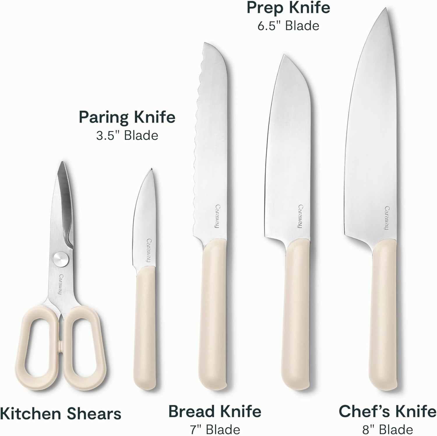 Caraway 14-Piece Knife & Utensil Set – Kitchen Prep Set – Cream – Knife Sets