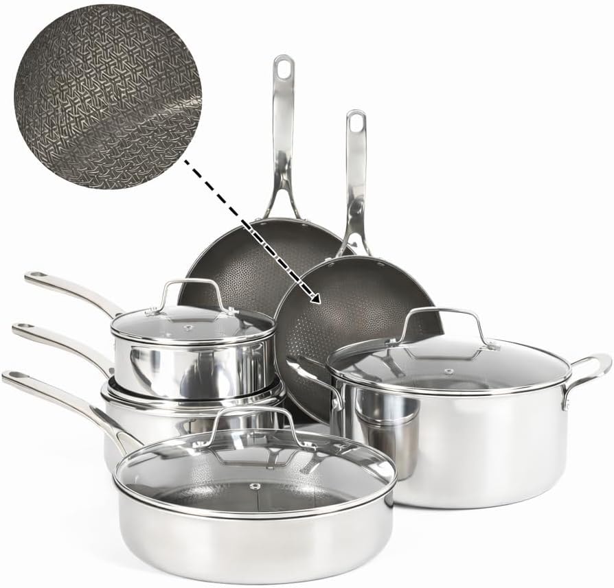 Martha Stewart Badgley 10 Piece TriPly Stainless Steel Pots and Pans N – 2.25 quarts – Cookware Sets
