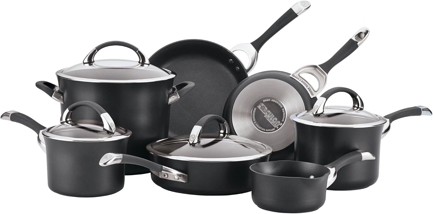 Circulon 11 Piece Symmetry Hard Anodized Cookware Set – Black – Cookware Sets