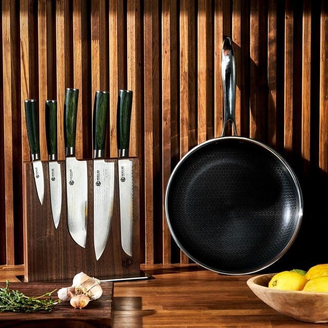 HexClad Essential Damascus Steel Knife Set – Green – Knife Sets