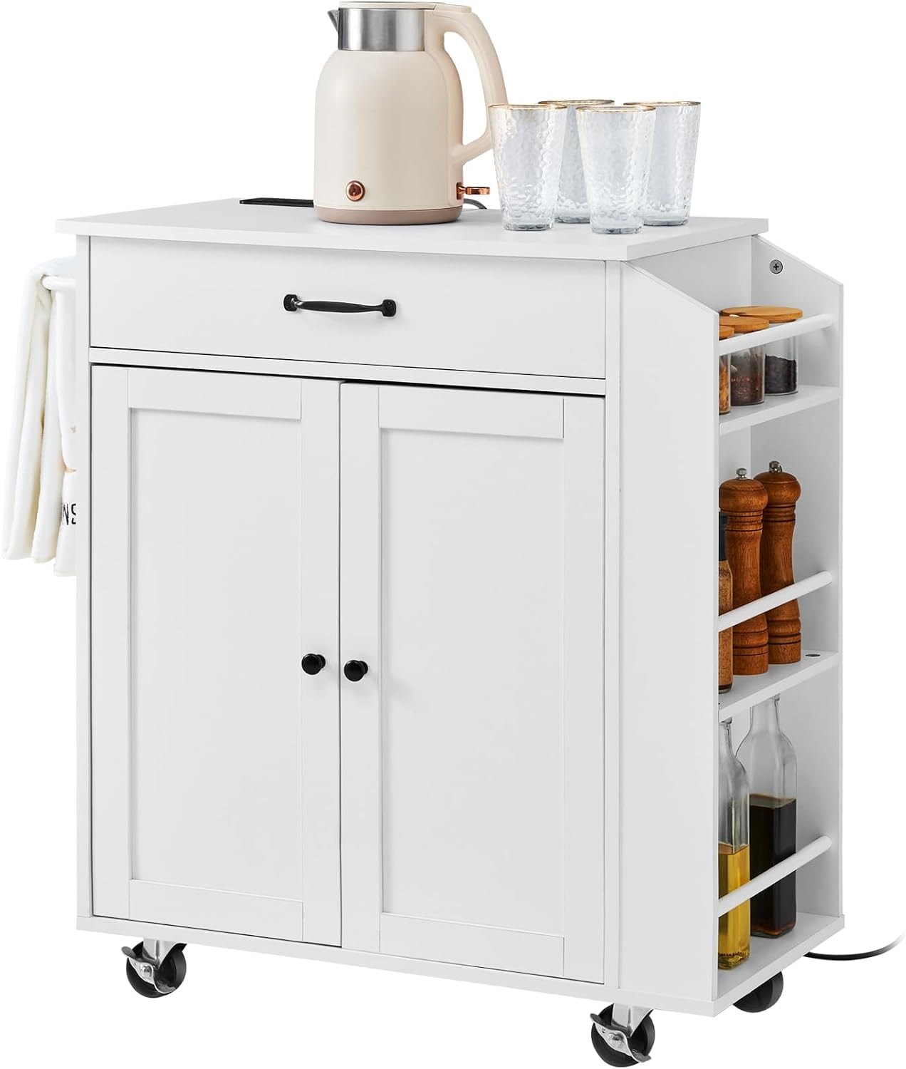 StyleWell 32 in. Folding Kitchen Cart – 32"x15" – White – Mobile Storage Islands