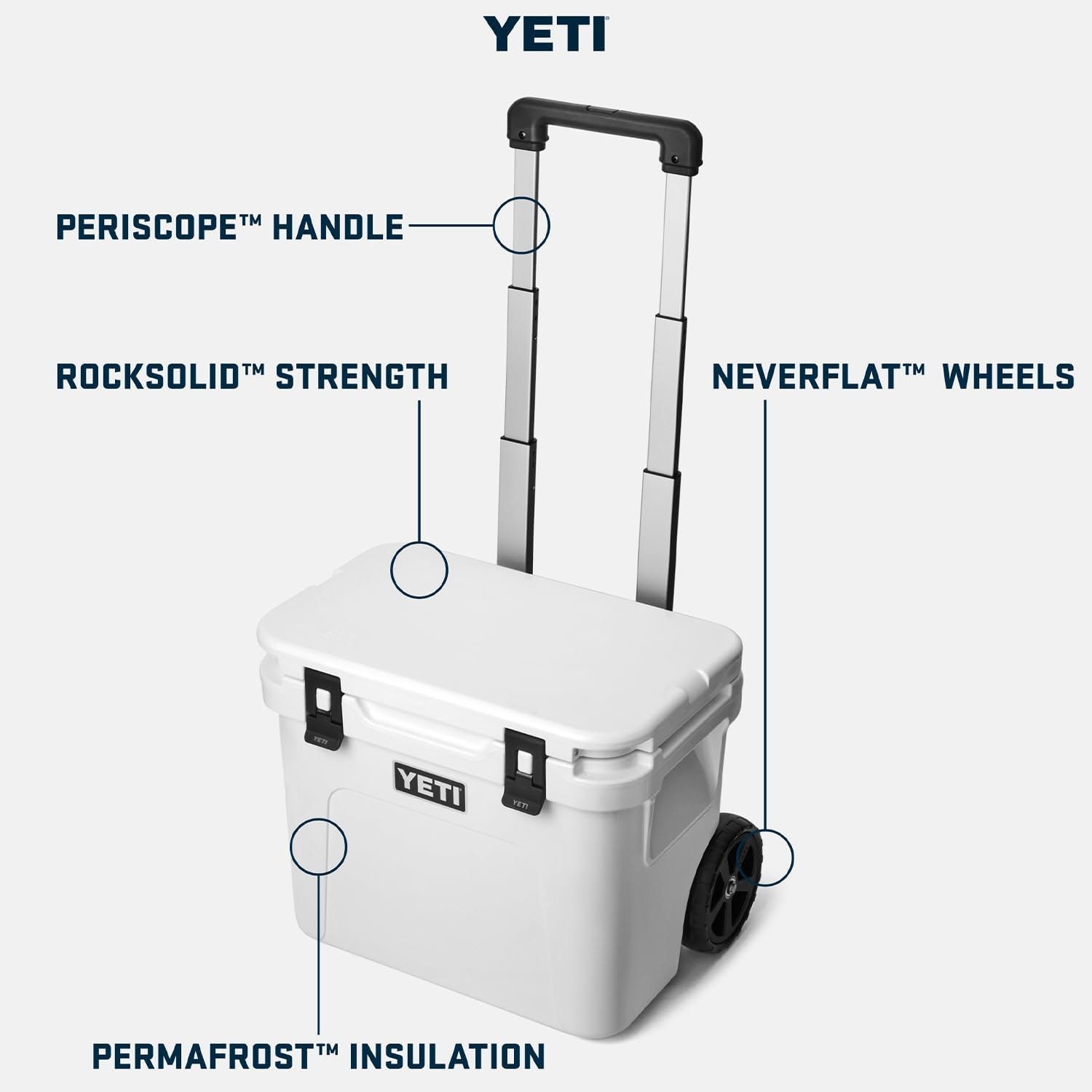 YETI Roadie 48 Wheeled Hard Cooler – 1078.5 cubic inches – White – Coolers