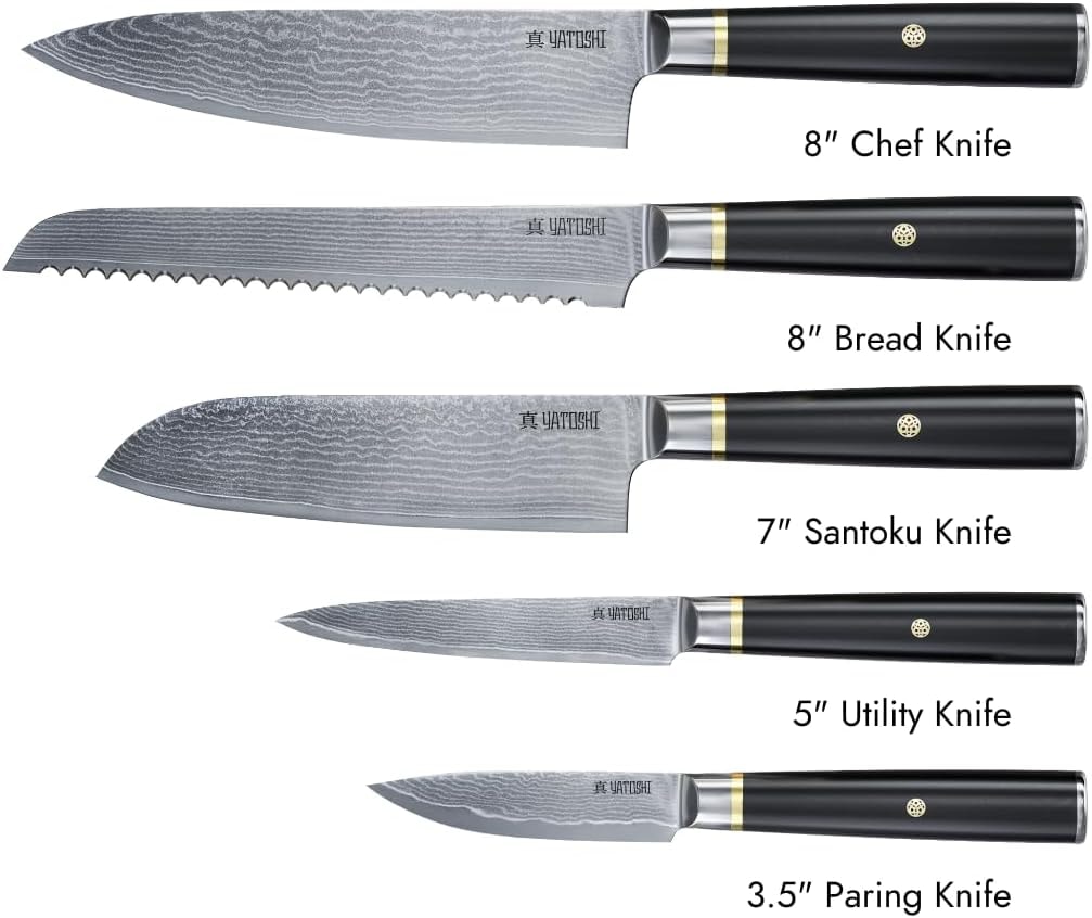 Set of 10 Japanese knives – Black/Gold – Knife Block Sets