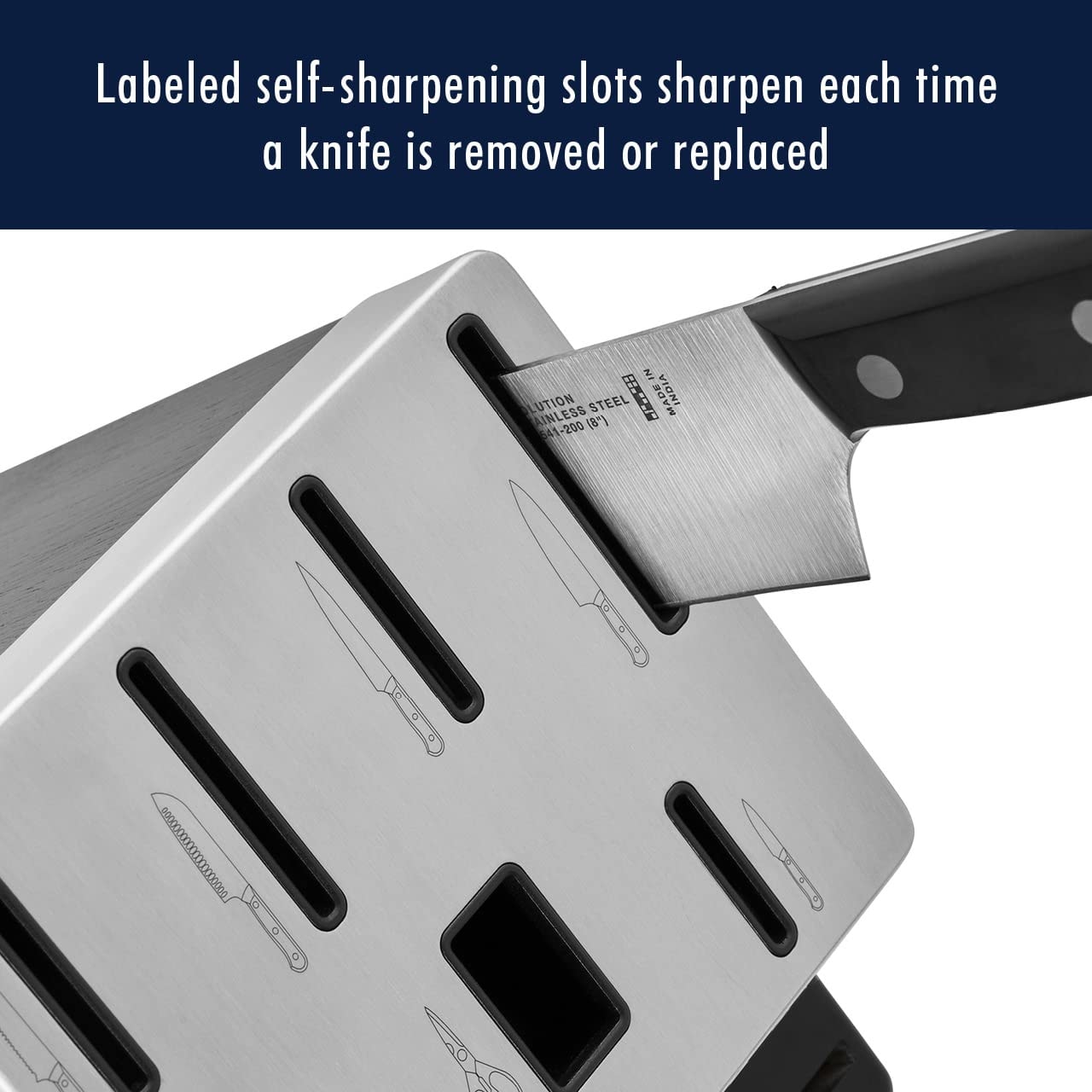 HENCKELS Razor-Sharp Solution 16-Piece Self-Sharpening Knife Block Set – Black – Knife Sets