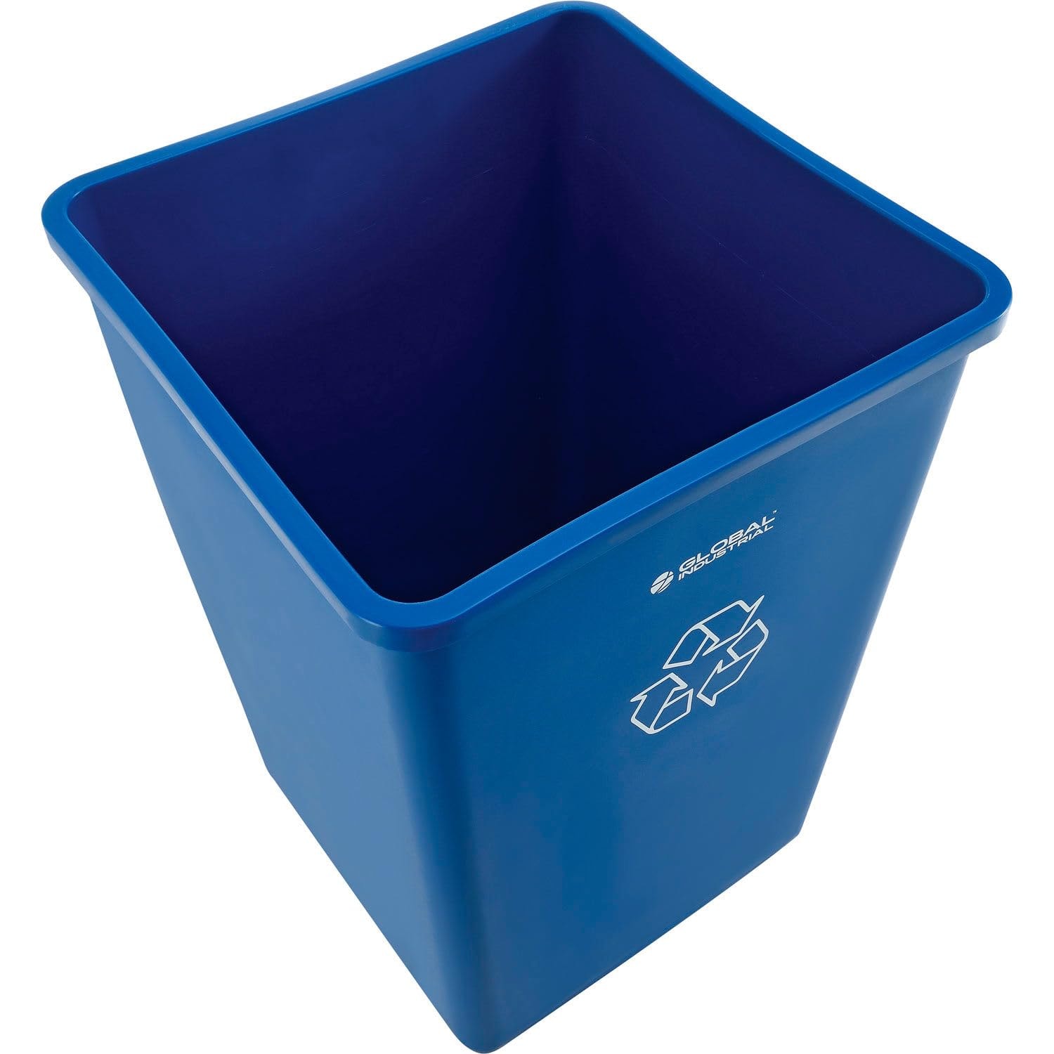 Global Industrial Square Recycling/Trash Can with Waste Lid – 35 gallons – Blue – Outdoor Trash Cans