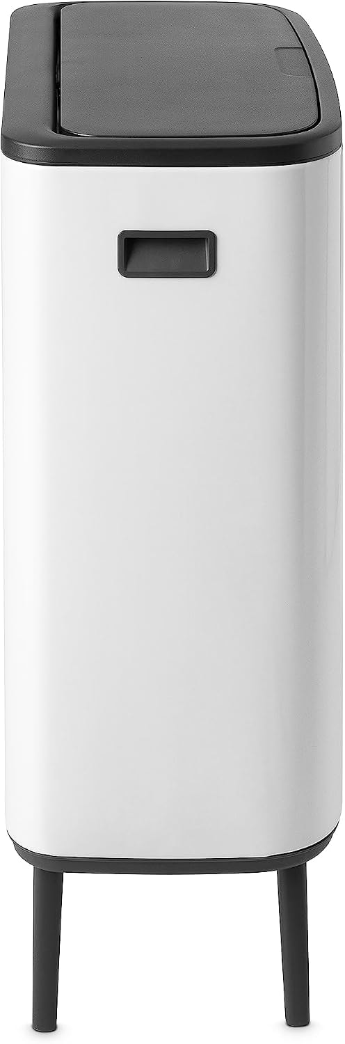 Brabantia Bo Touch Top Hi Dual Compartment Recycling Trash Can – 16 gallons – White – Kitchen Trash Cans