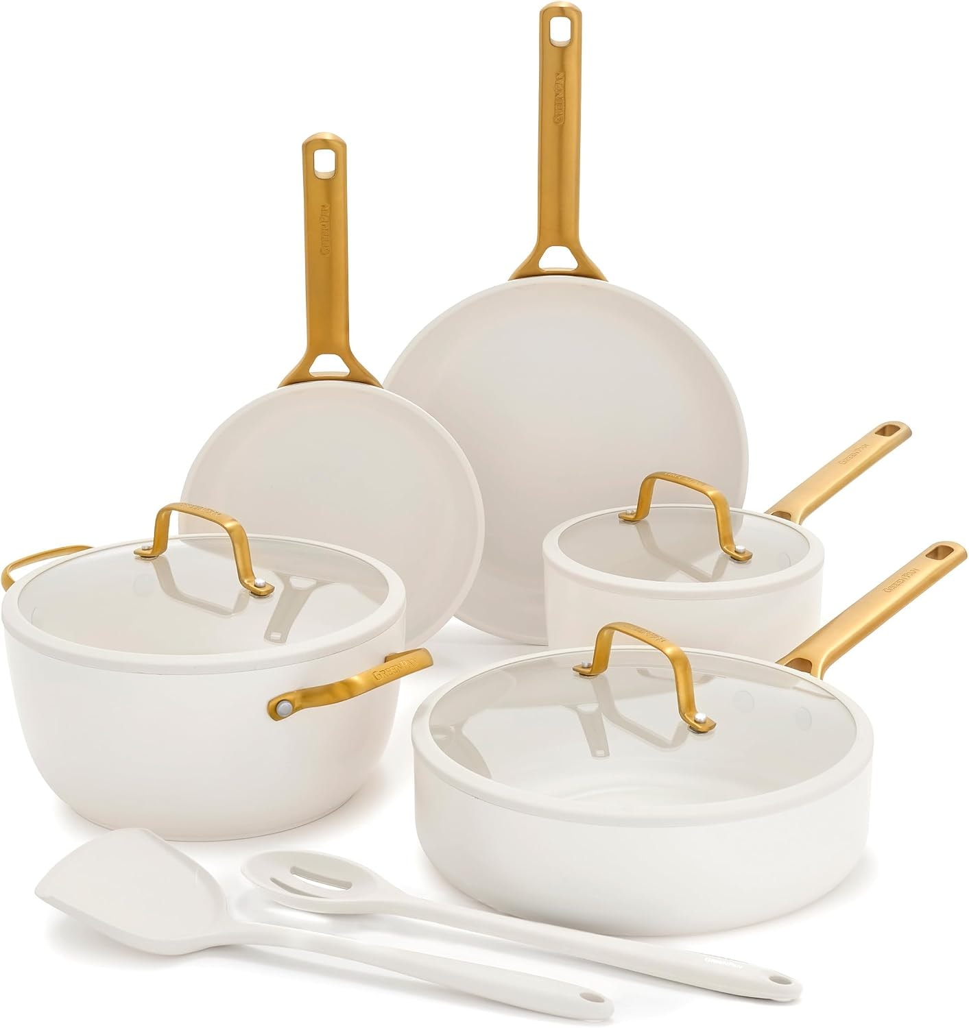 GreenPan Reserve Pro Stainless-Steel Color Series 10-Piece Cookware Se – Cream White – Cookware Sets