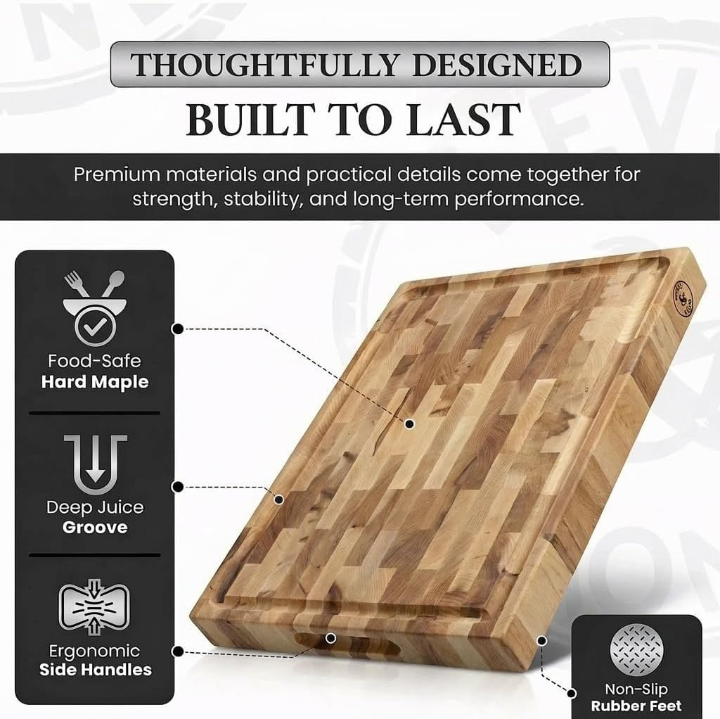 Maple End Grain Cutting Board - The Belmont by Deer Park Woodwork 18"L – 17"L x 13"W – Cutting Boards