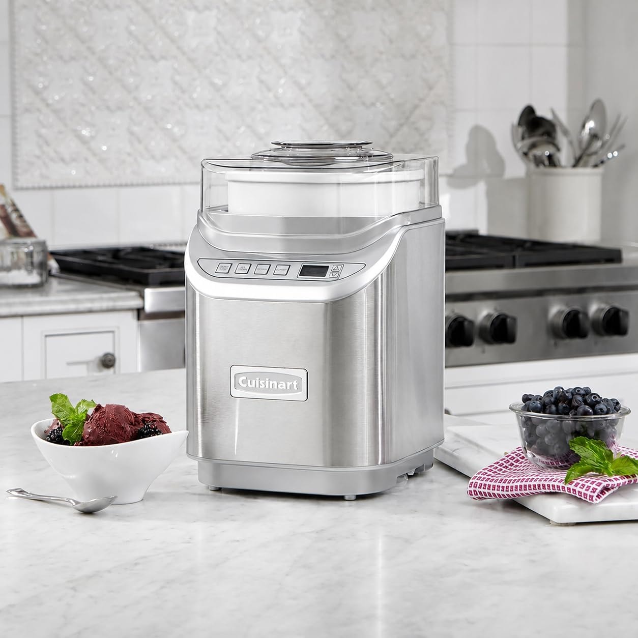 Cuisinart Ice Cream Maker Machine ICE-70P1 – Stainless Steel/White Bowl – Ice Cream Machines