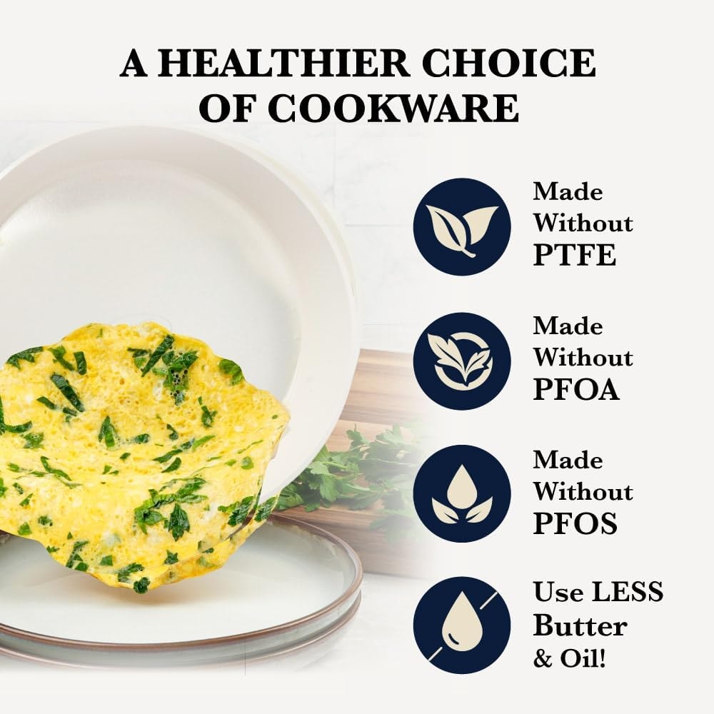 Hammered Copper Non Toxic Nonstick Bakeware Cookware 15 Piece Pots and – Hammered Cream – Cookware Sets