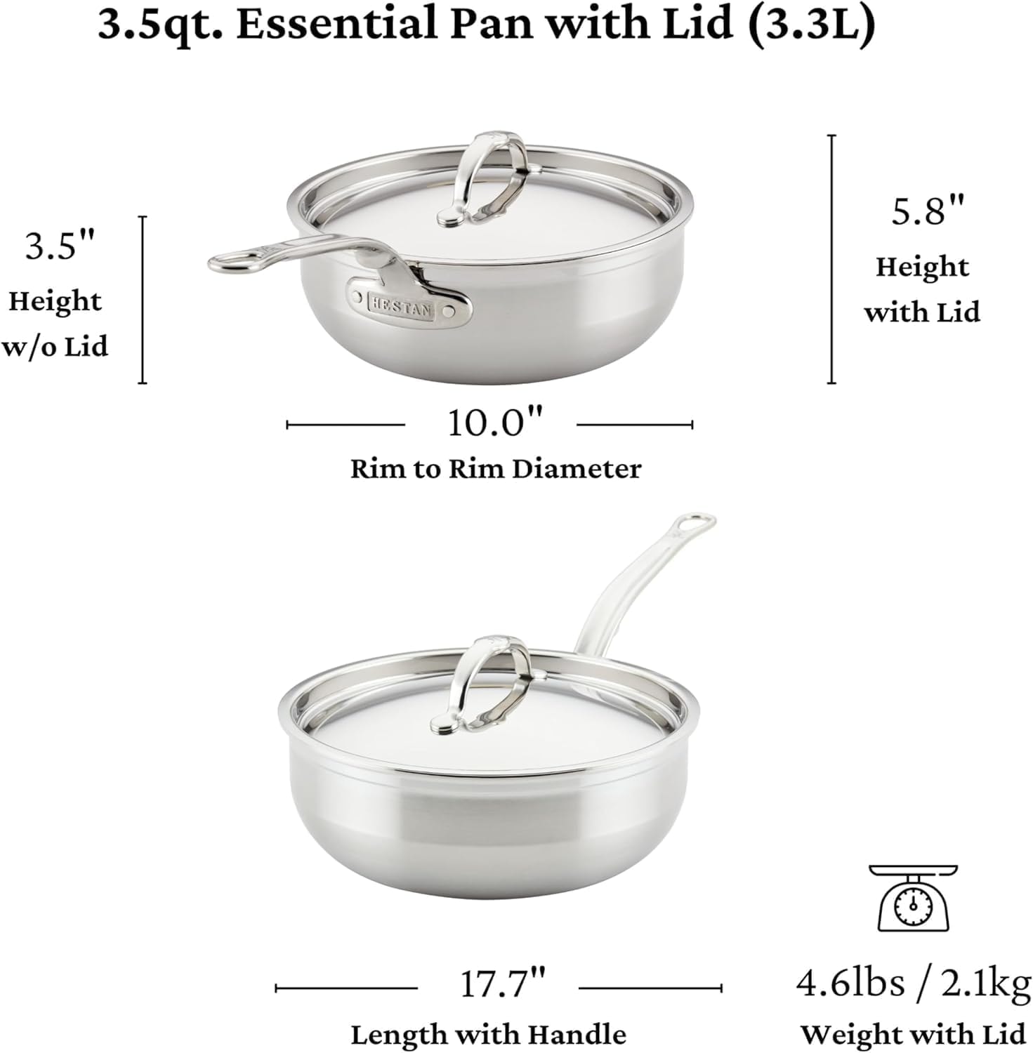 Hestan ProBond Forged Stainless Steel - Professional Clad Stainless St – 3.5 quarts – Skillets