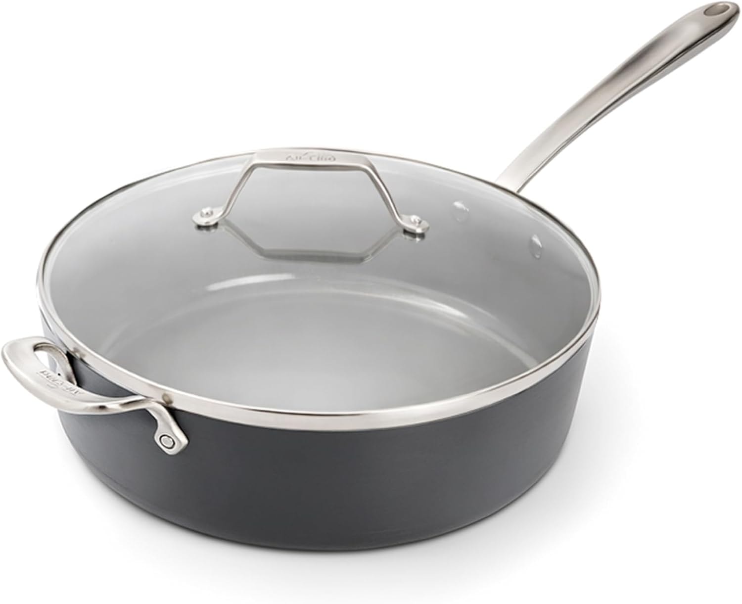 All-Clad Copper Core Nonstick 3 Qt. Saute Pan with Lid – 6 quarts – Light Grey – Sauté Pans