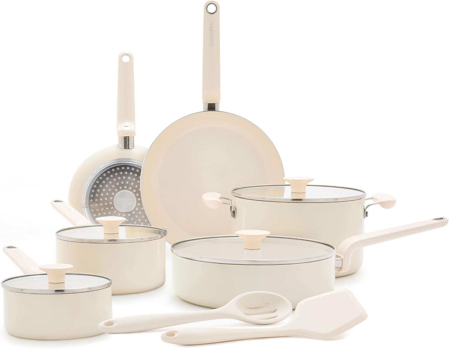 GreenPan Rio Advanced Ceramic Nonstick Cookware Set – Cream White – Cookware Sets