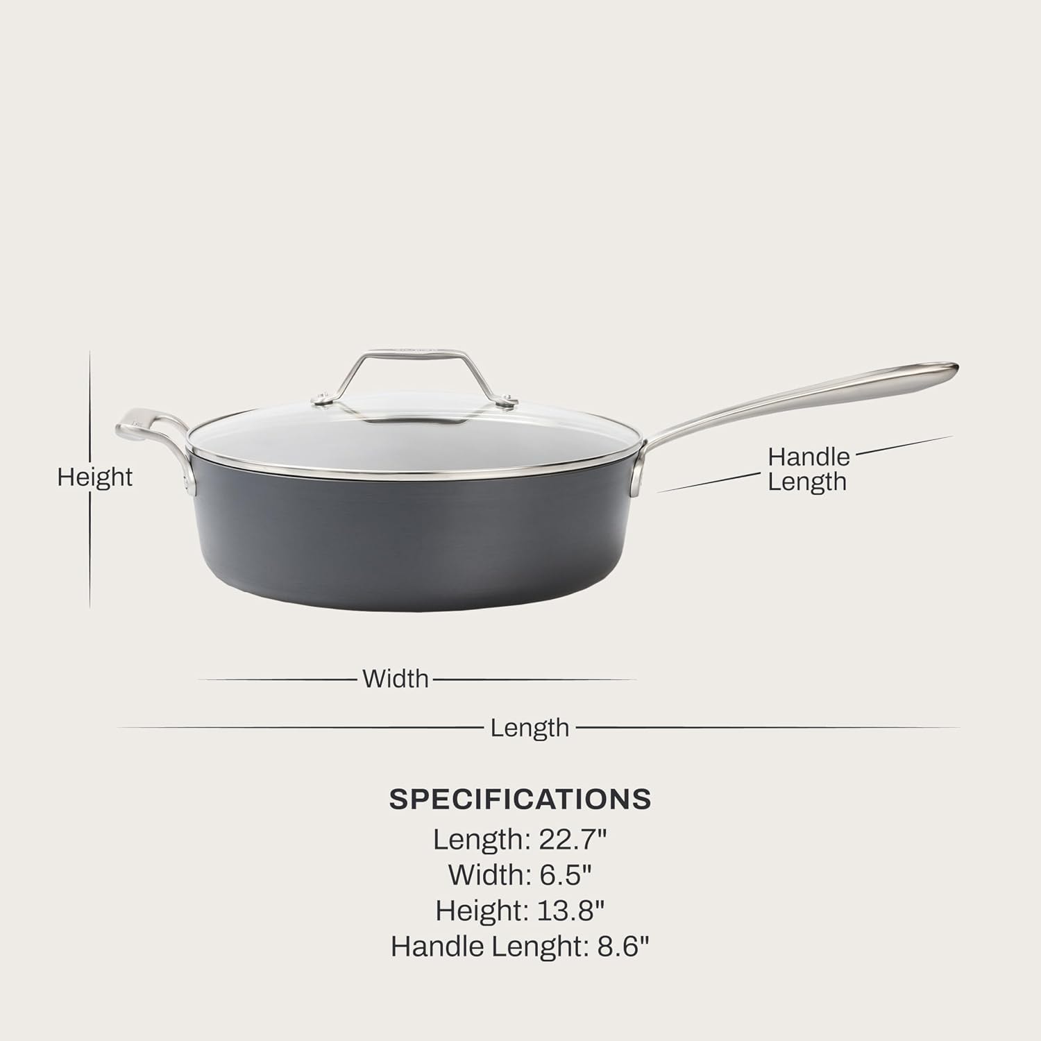 All-Clad Copper Core Nonstick 3 Qt. Saute Pan with Lid – 6 quarts – Light Grey – Sauté Pans