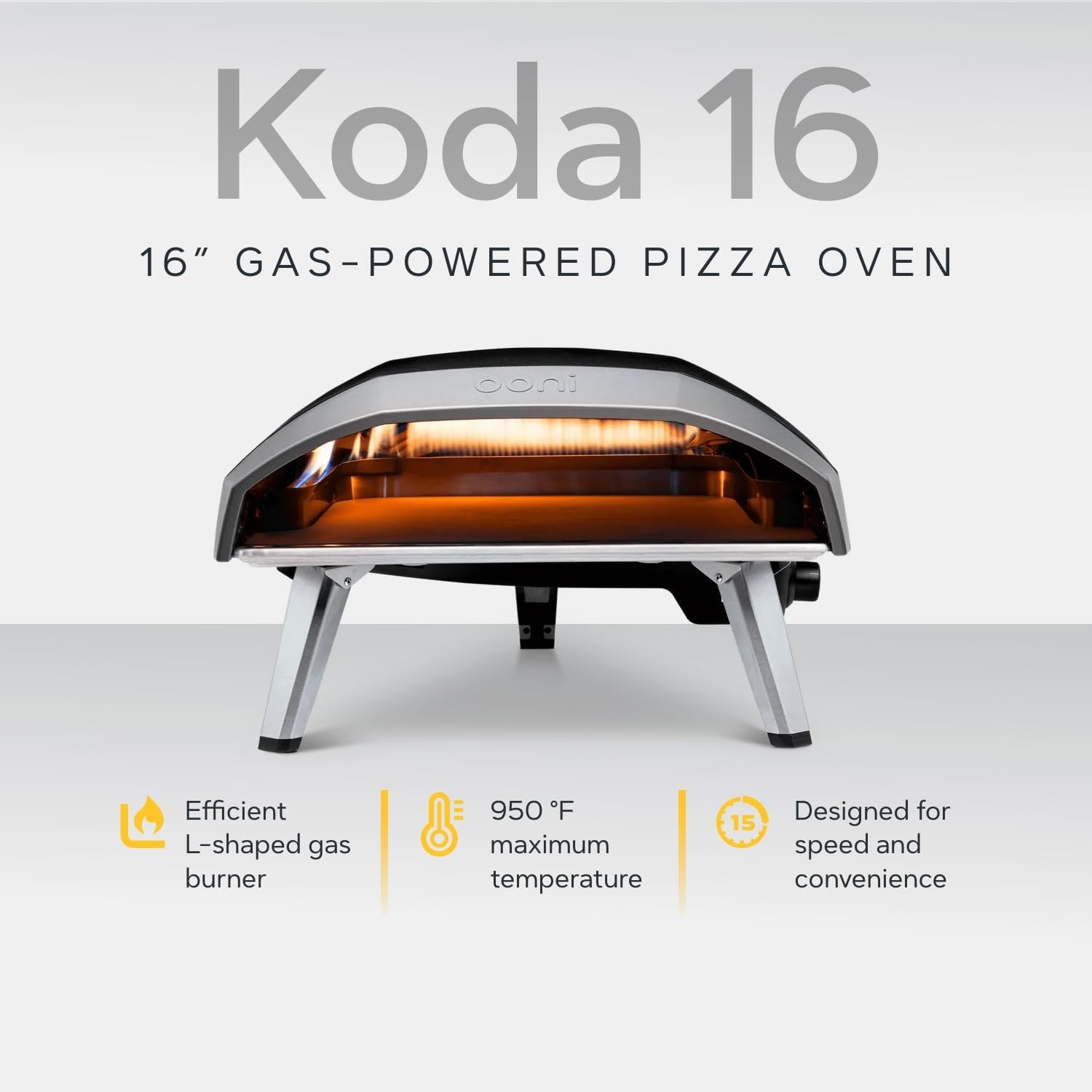 Ooni Koda 16 Gas Powered Pizza Oven – 8457 cubic inches – Foundry Black – Outdoor Ovens