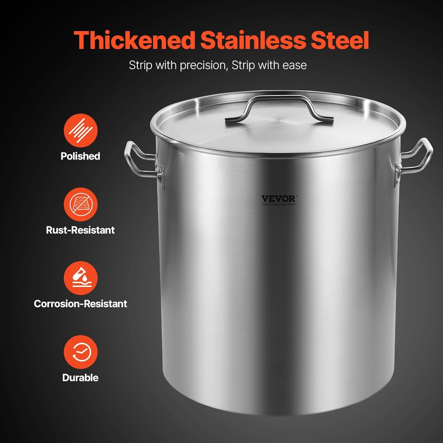 Vevor 64 Qt Stainless Steel Stockpot in Silver – Large Capacity Commer – 60.5 liters – Stockpots