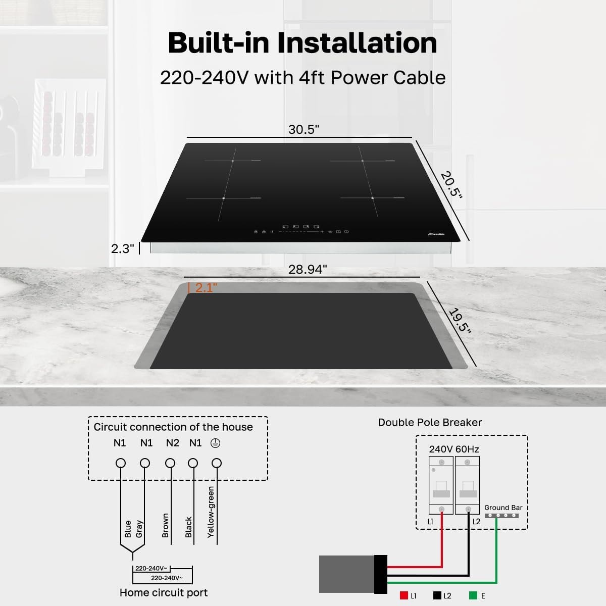 Thermomate Built-in Induction Cooktop IHTB915C – 30" 4 burners – black – Cooktops
