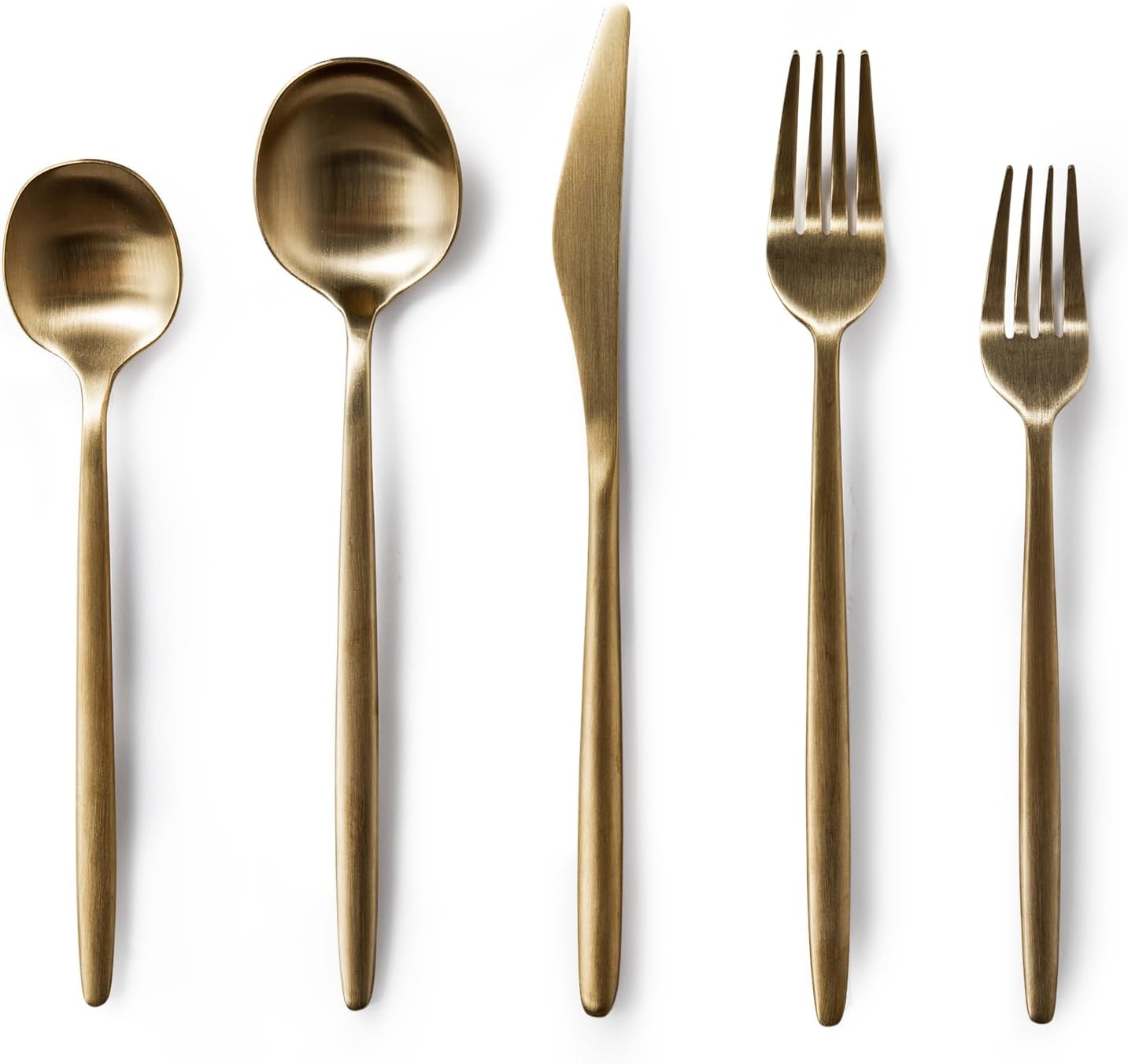 Dinnerware Set | JazzUpCo Matte White / Minimalist 2.0 / Matte Gold – Dinner Forks