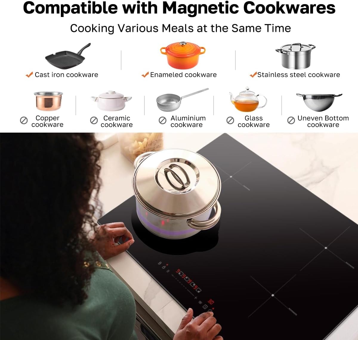 Thermomate Built-in Induction Cooktop IHTB915C – 30" 4 burners – black – Cooktops