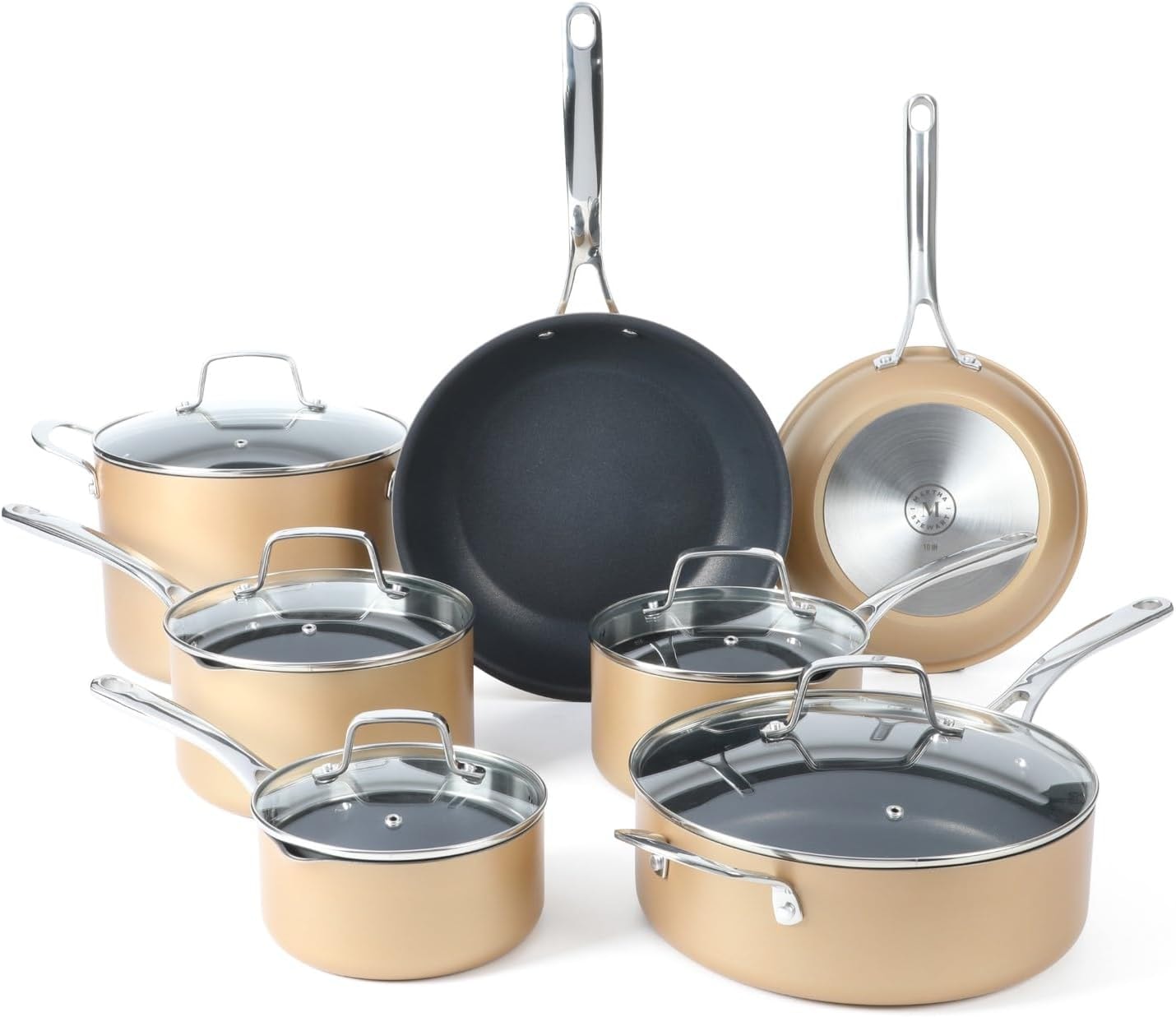 Martha Stewart 12-Piece Hard Anodized Aluminum Nonstick Cookware Set – 4.6 liters – Copper – Cookware Sets