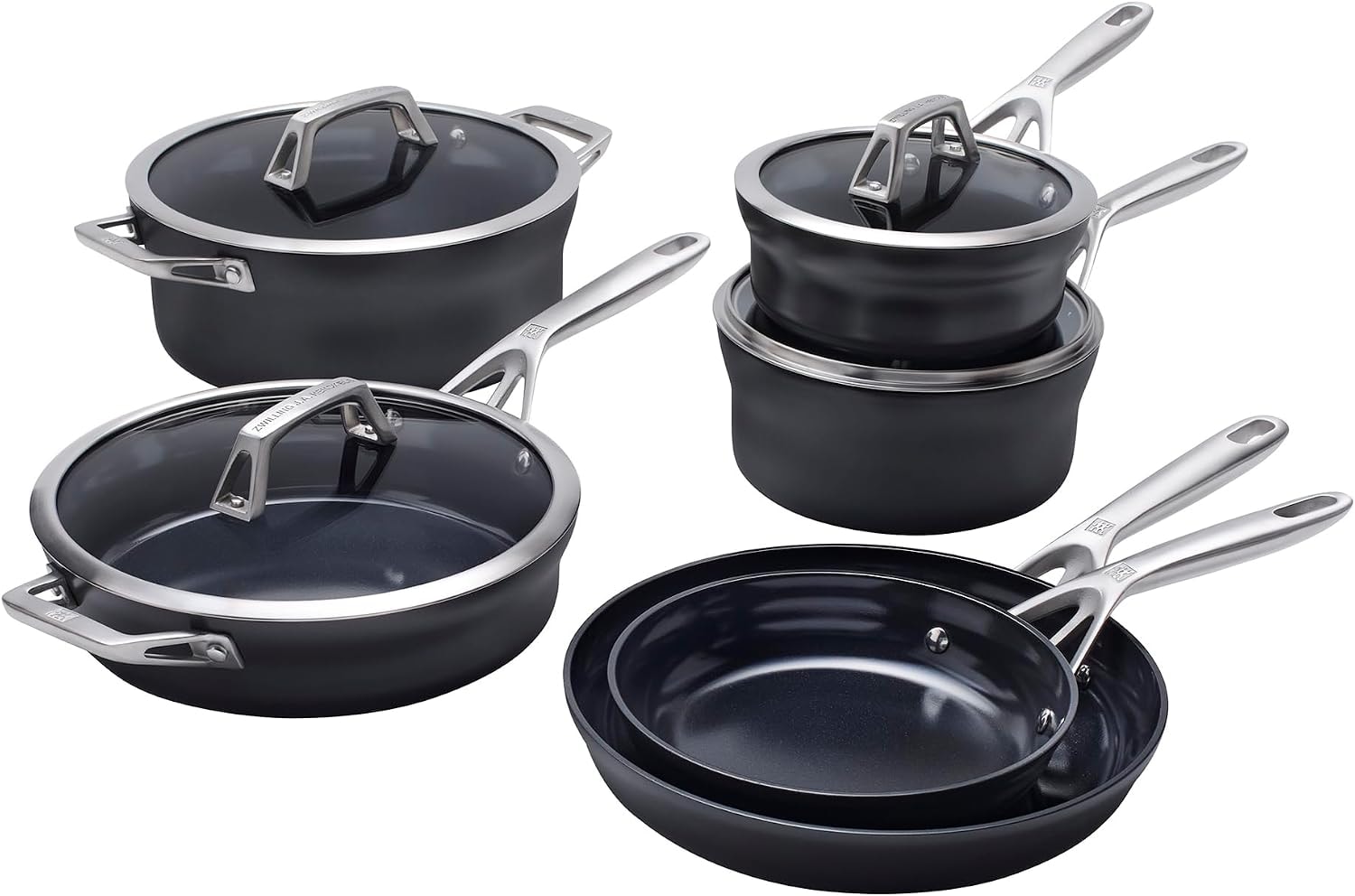 ZWILLING Motion Ceramic Hard Anodized Ceramic Nonstick Cookware Set – Black – Cookware Sets