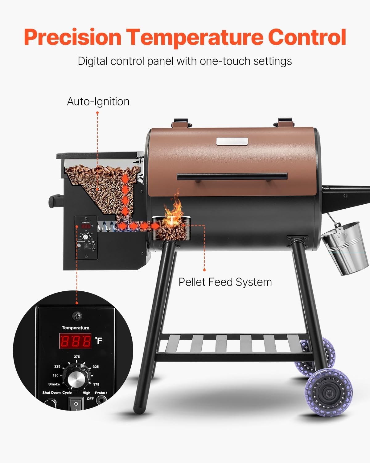 VEVOR Wood Pellet Grill Smoker – Black – Combination Grill-Smokers