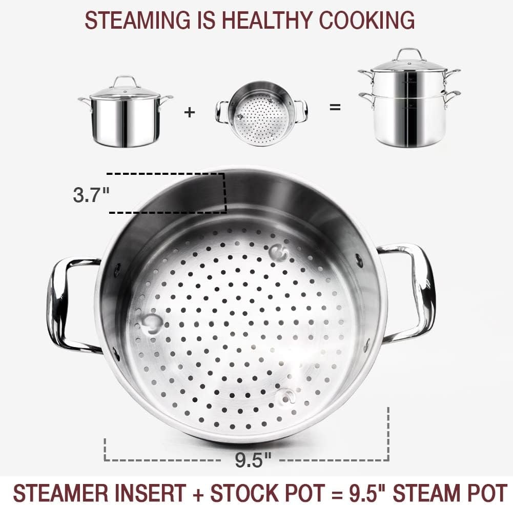 UUDULY 14-Piece Mirror Polished Stainless Steel Cookware Set – Mirror Polished Stainless Steel - 6 Years Warrantv – Cookware Sets