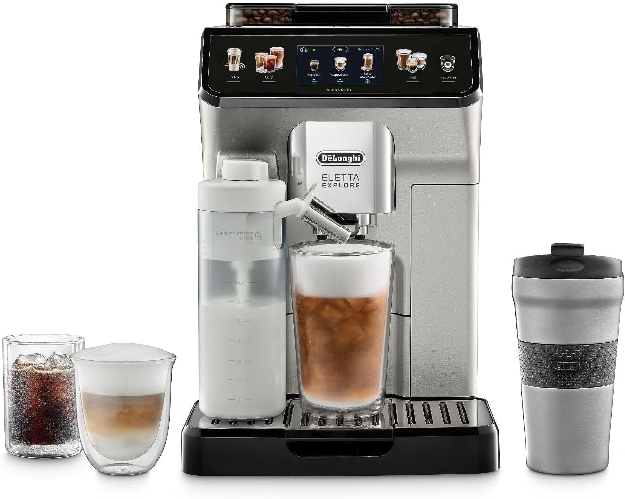De'Longhi Cold Brew Coffee Machine ELETTA EXPLORE Fully Automatic Espr – Stainless Steel and Black – Super-Automatic Espresso Machines