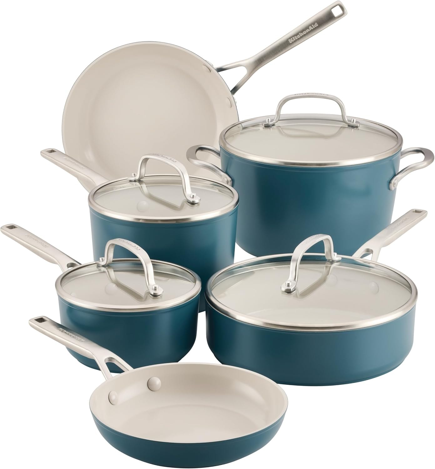 Kitchen Aid Ceramic Induction 10 Piece Set Agave – Cookware Sets
