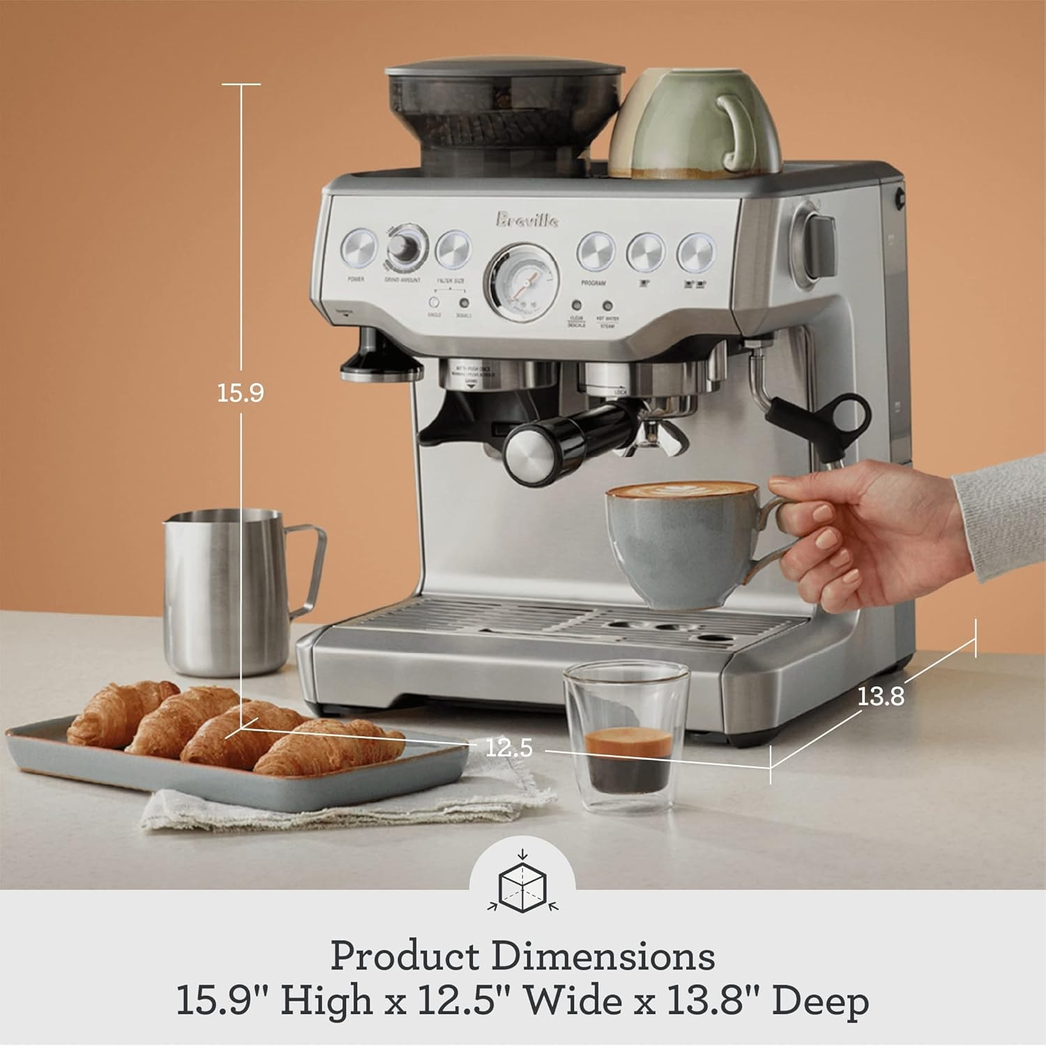 Breville Barista Express Manual Espresso Machine BES870A – 1 cups – Brushed Stainless Steel – Semi-Automatic Espresso Machines