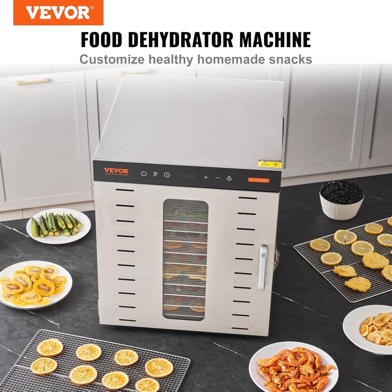 10-tray Food Dehydrator, 1000w with Digital Timer & Temp Control, Stai – Sliver – Dehydrators