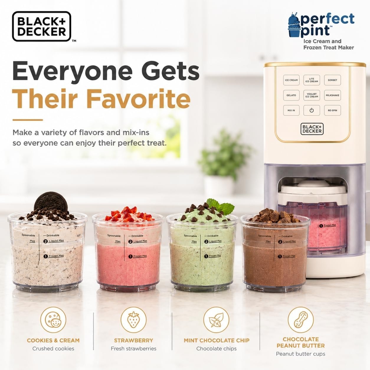 BLACK+DECKER Perfect Pint Ice Cream Maker – 1 pints – Stone – Ice Cream Machines