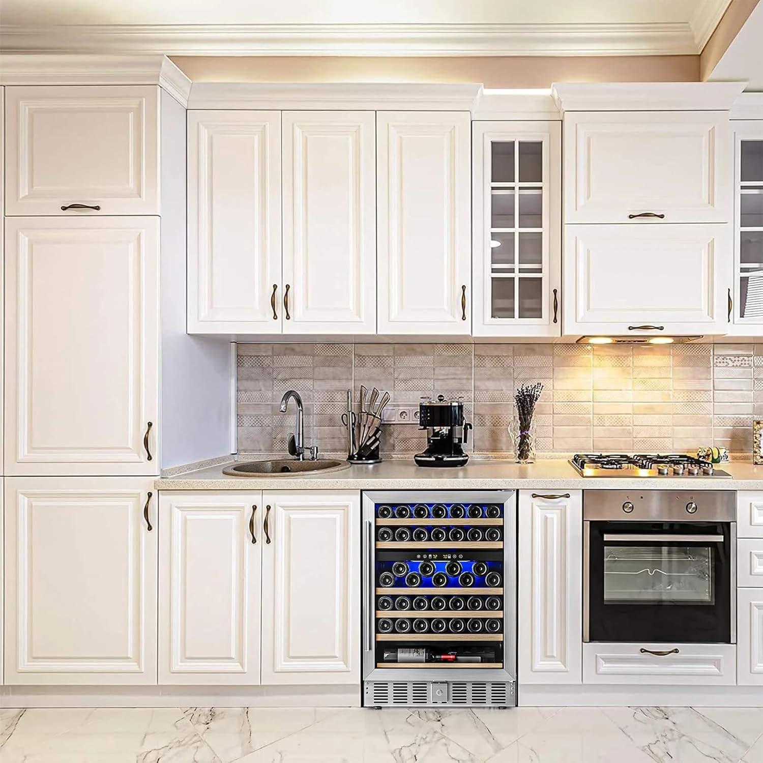 23.4'' 46 Bottle Dual Zone Freestanding/Built-In Wine Fridge & Beverag – 5 cubic feet – Black – Built-In Wine Cellars