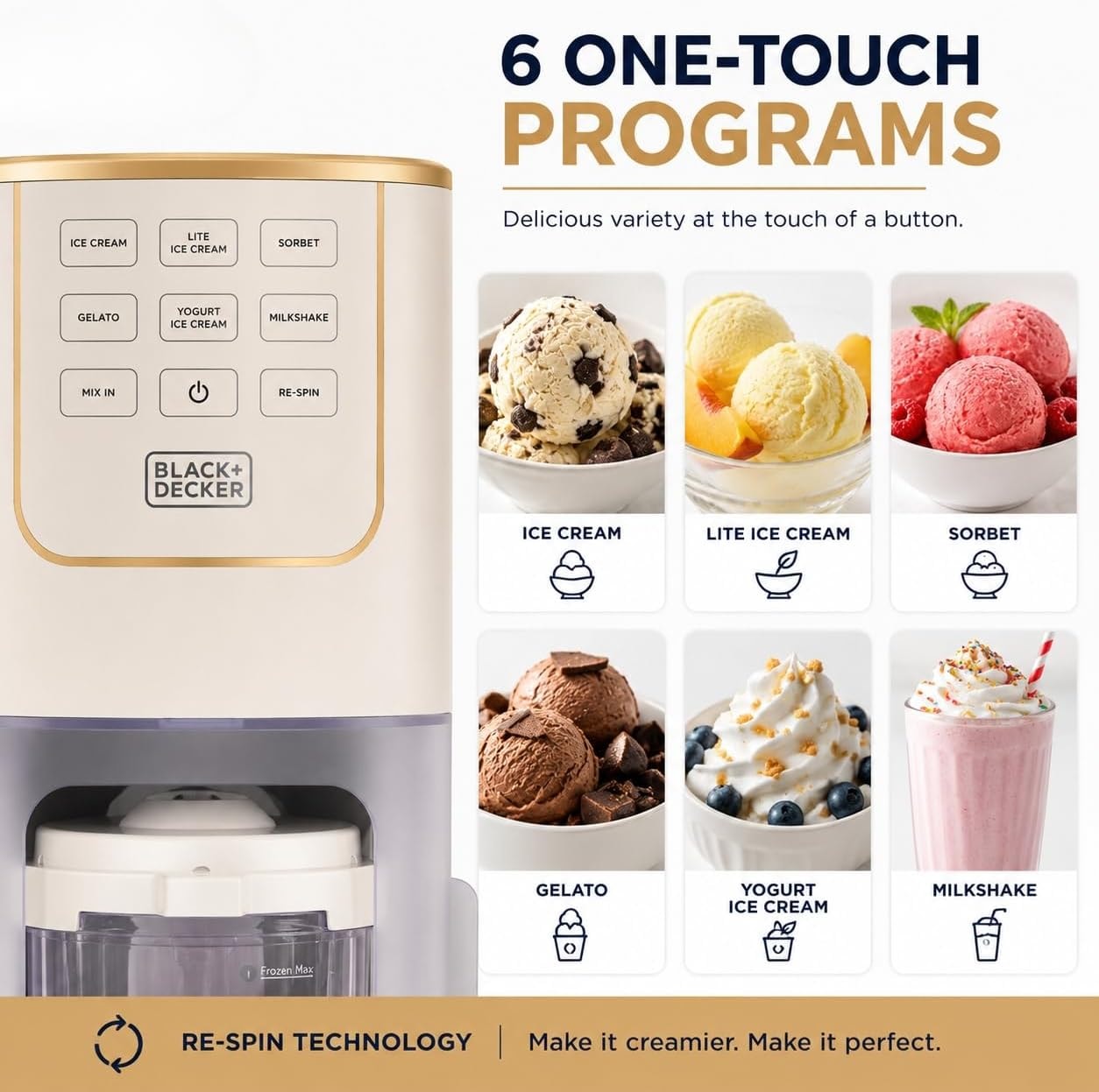 BLACK+DECKER Perfect Pint Ice Cream Maker – 1 pints – Stone – Ice Cream Machines