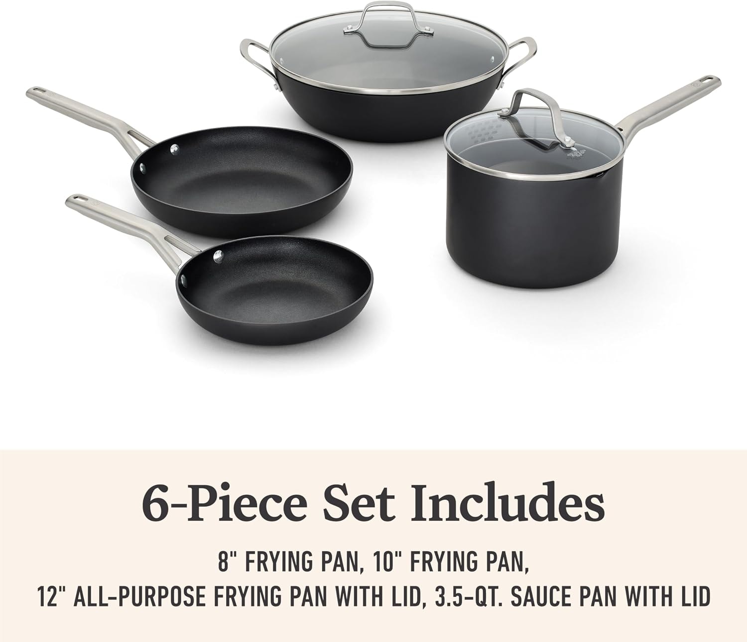 Calphalon Hard-Anodized Nonstick 14-Piece Cookware Set – 3.5 quarts – Black – Cookware Sets