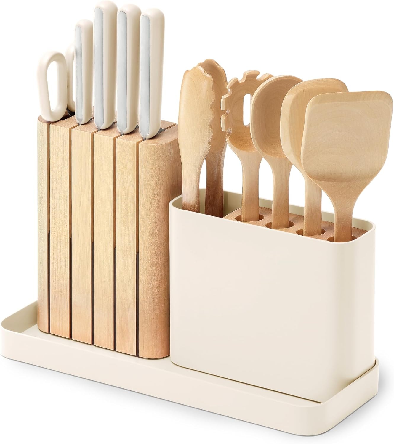 Caraway 14-Piece Knife & Utensil Set – Kitchen Prep Set – Cream – Knife Sets